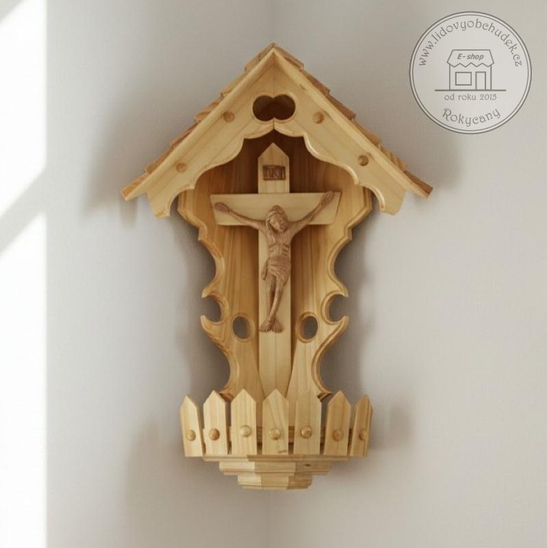Kříž na stěnu - dřevěný Krucifix 55 cm lakovaný