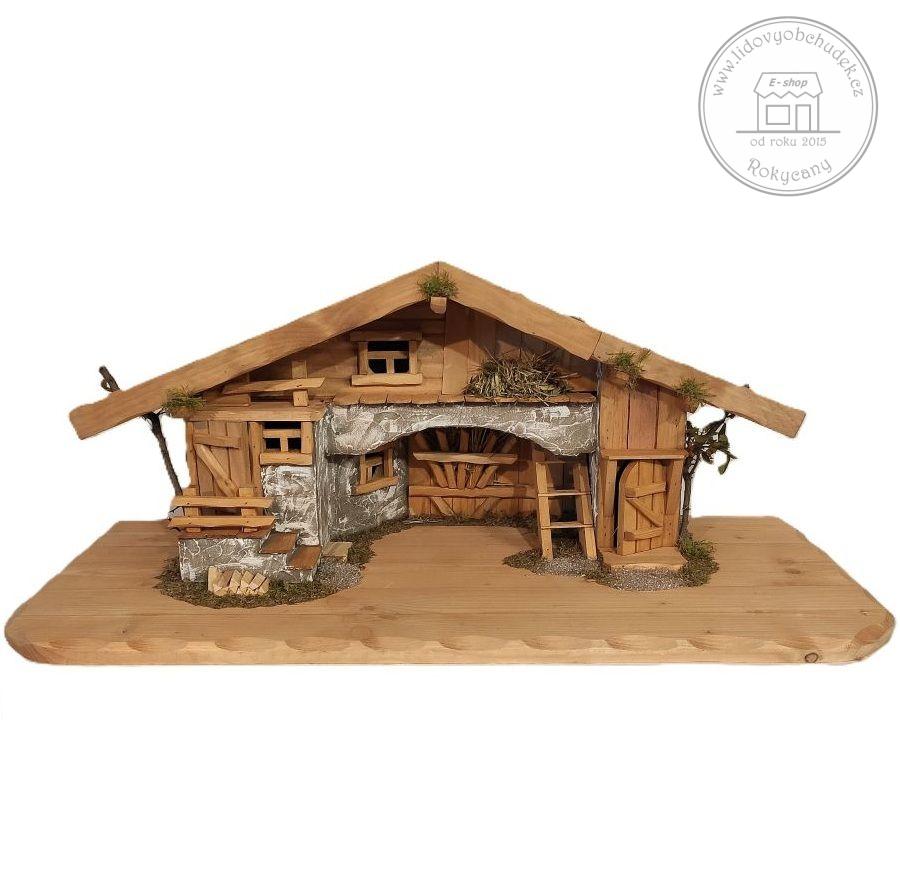 Dřevěný betlém 85 x 39 x 35 cm velký typ A mořený
