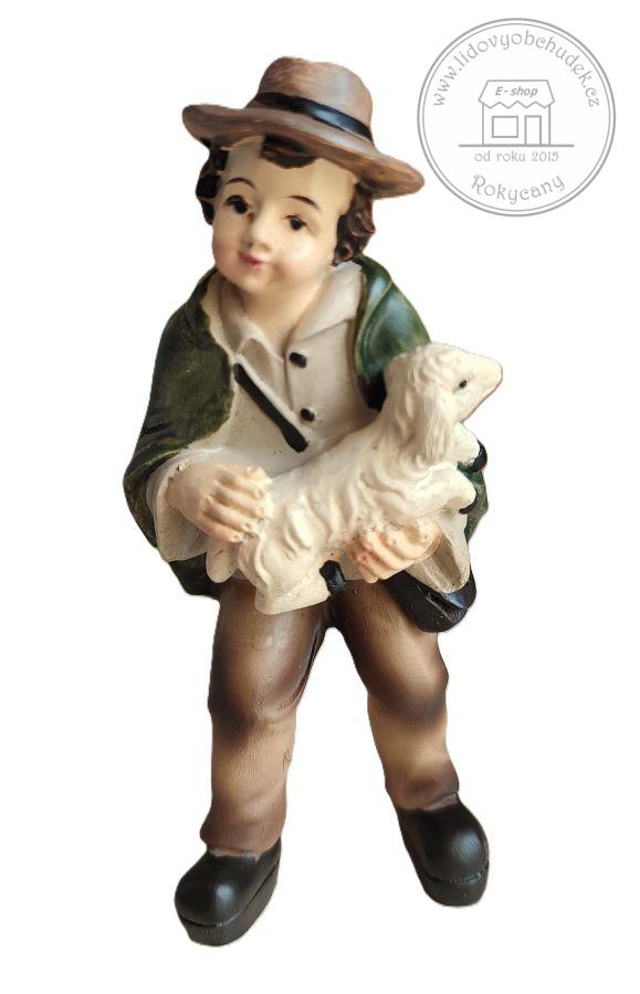 Pasáček s ovečkou 9 cm k 12 cm lidovým figurkám do betlému Polyresin