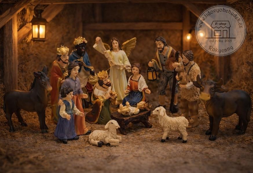 Figurky do betlému sada 14 dílů 8 cm Polyresin Lidový styl