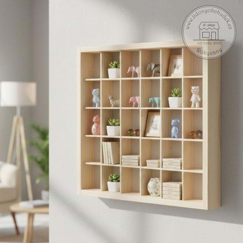 Organizér pro sběratele dřevěný 39 x 39 x 5 cm přírodní
