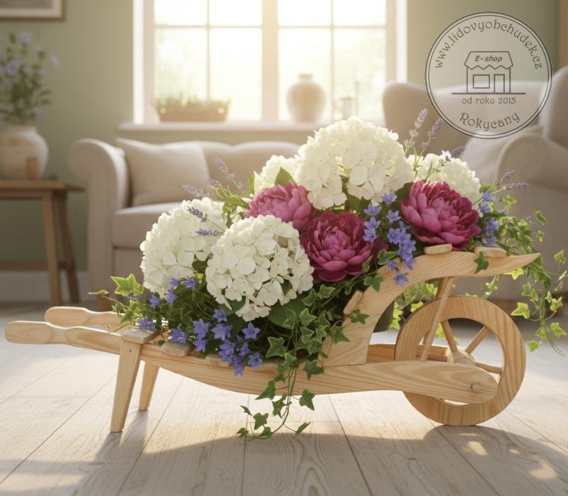 Dřevěný Trakař střední 72 x 23 x 28 cm typ 80 přírodní