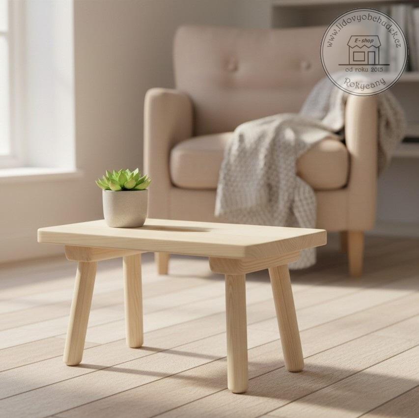 Dřevěná stolička "Dojička" malá 40 x 20 x 22 cm přírodní