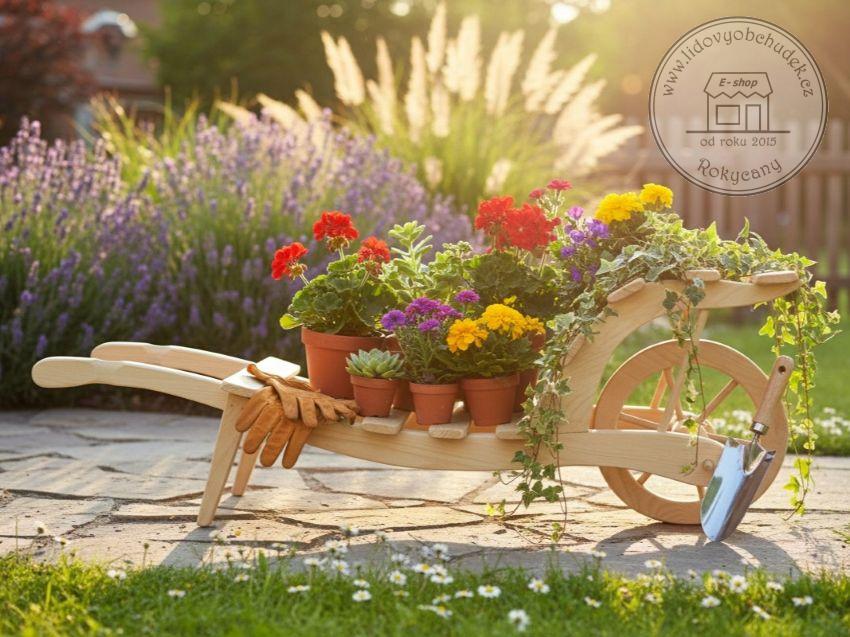 Dřevěný Trakař velký 90 x 30 x 34 cm typ 90 přírodní