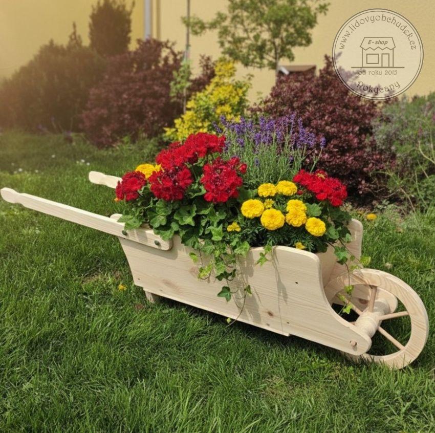 Dřevěný Trakař s korbou 120 x 35 x 31 cm typ XL 120 přírodní