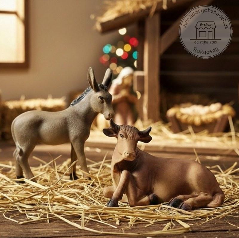 Oslík a vůl - sada 2 figurek do betlému 6,5 cm Polyresin