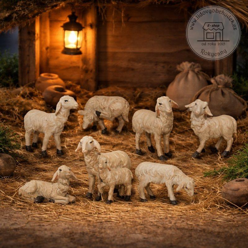 Ovečky - sada 7 ks 6,5 cm figurek do betlému Polyresin