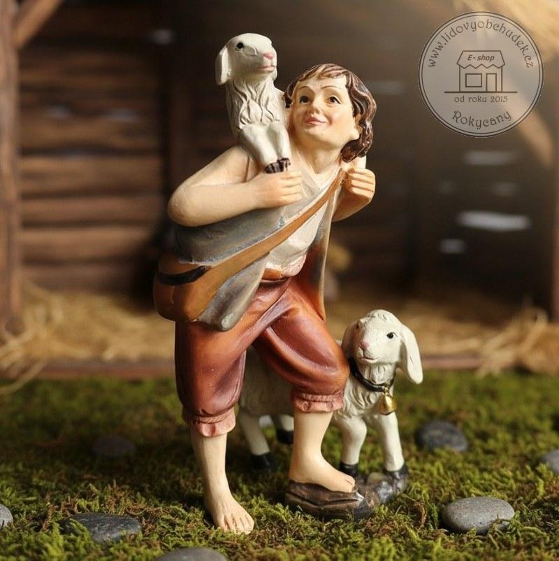 Pasáček s ovečkami 8 cm figurka do betlému Polyresin