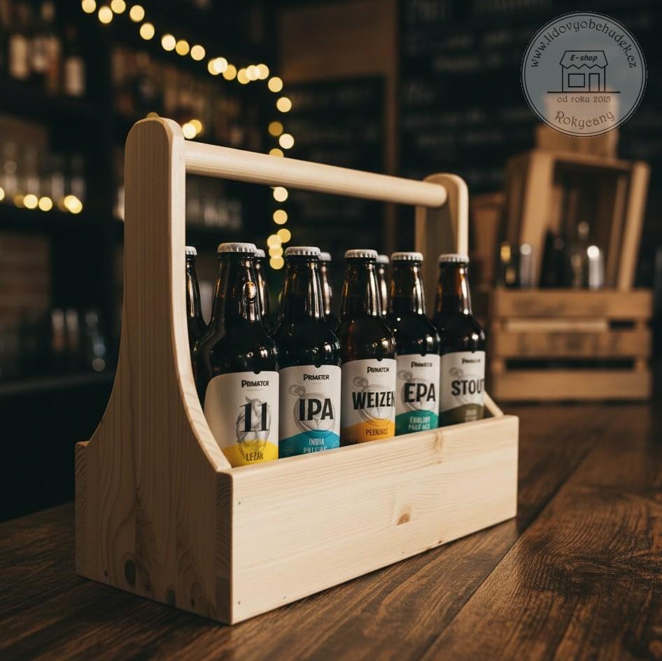 Nosič na pivo dřevěný na 10 lahví přírodní