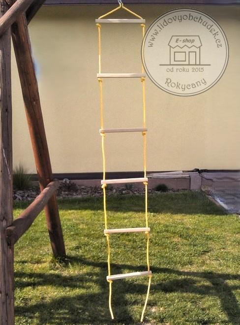 Provazový žebřík 6 dřevěných příček 200 x 30 cm přírodní