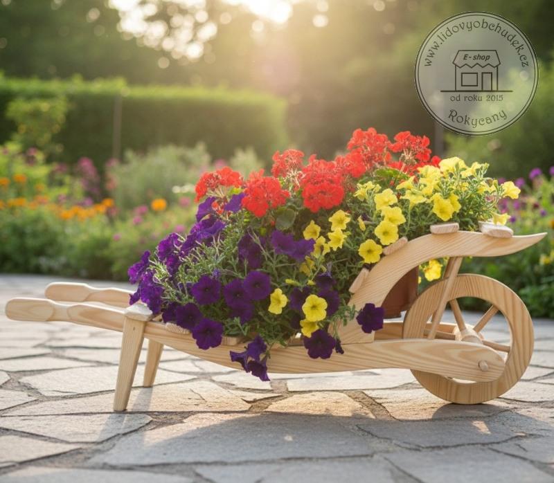 Dřevěný Trakař střední 72 x 23 x 28 cm typ 80 přírodní