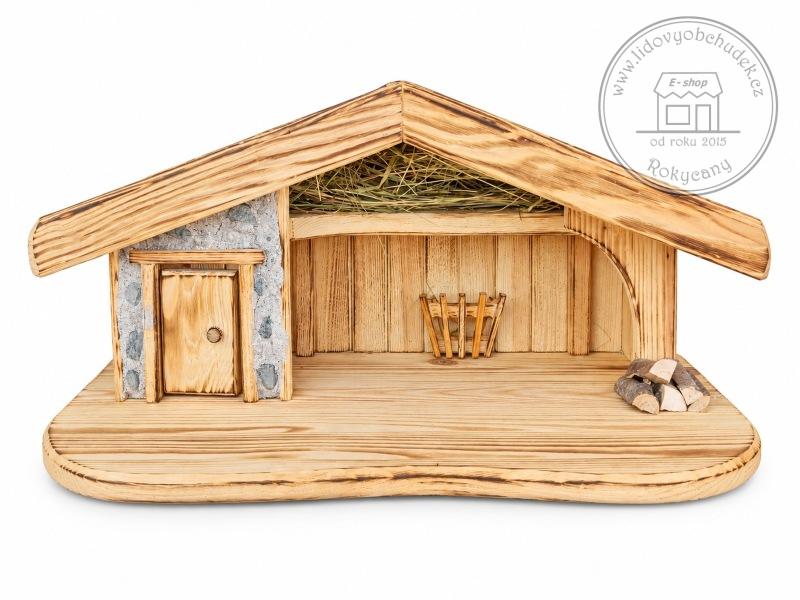 Betlém dřevěný 48 x 27 x 23 cm opalovaný