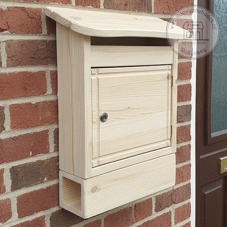 Poštovní schránka dřevěná 40 x 40 x 15 cm s tubusem bez trumpetky přírodní