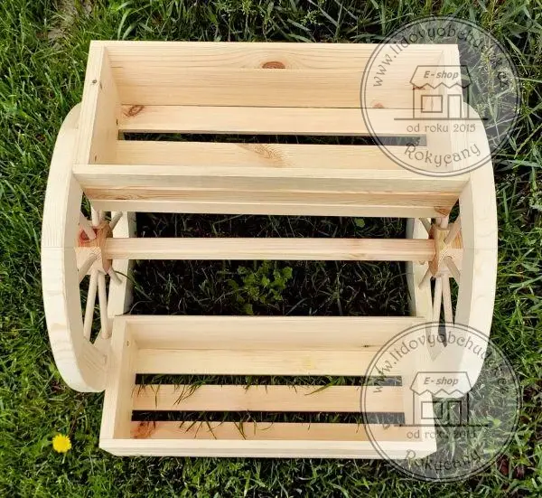 Dřevěný květináč se dvěma truhlíky a koly k sestavení 56 x 50 x 45 cm typ 40 přírodní