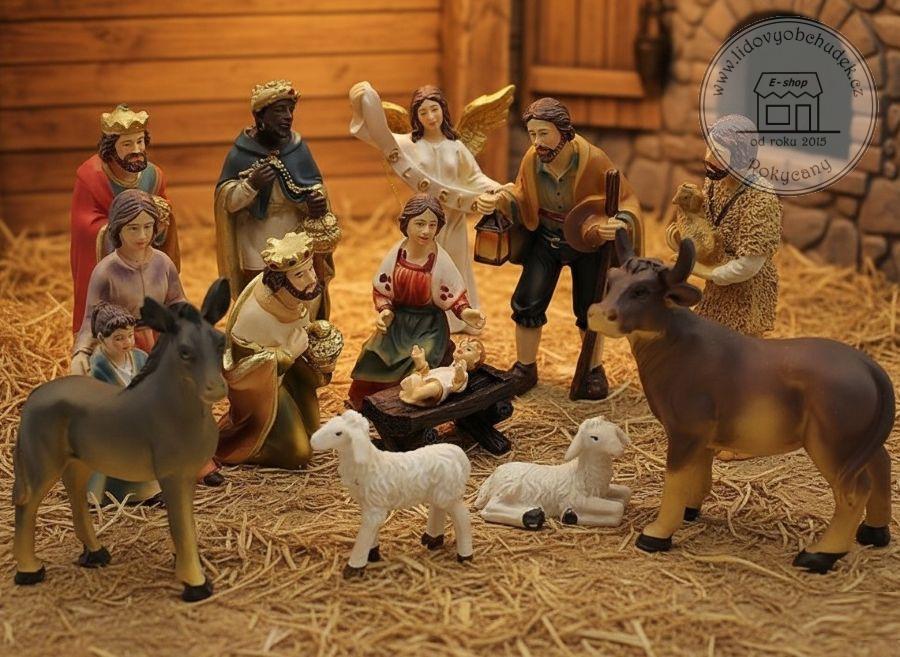 Figurky do betlému sada 14 dílů 10 cm Polyresin Lidový styl