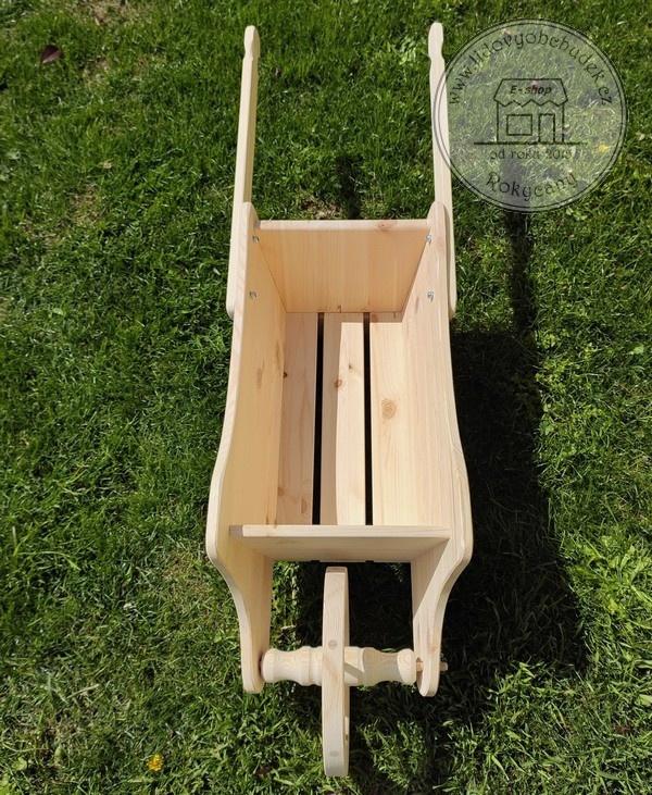 Dřevěný Trakař s korbou 120 x 35 x 31 cm typ XL 120 přírodní