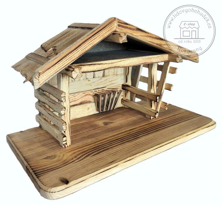 Betlém - dřevěná Salaš 40 x 20 x 23 cm opalovaný povrch