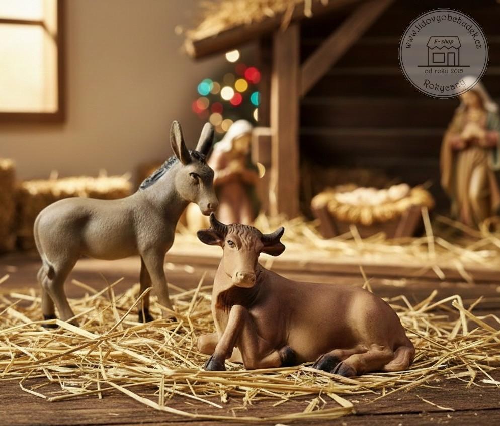 Oslík a vůl - sada 2 figurek do betlému 6,5 cm Polyresin