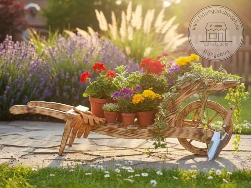 Trakař dřevěný velký 90 x 30 x 34 cm typ 90 opalovaný