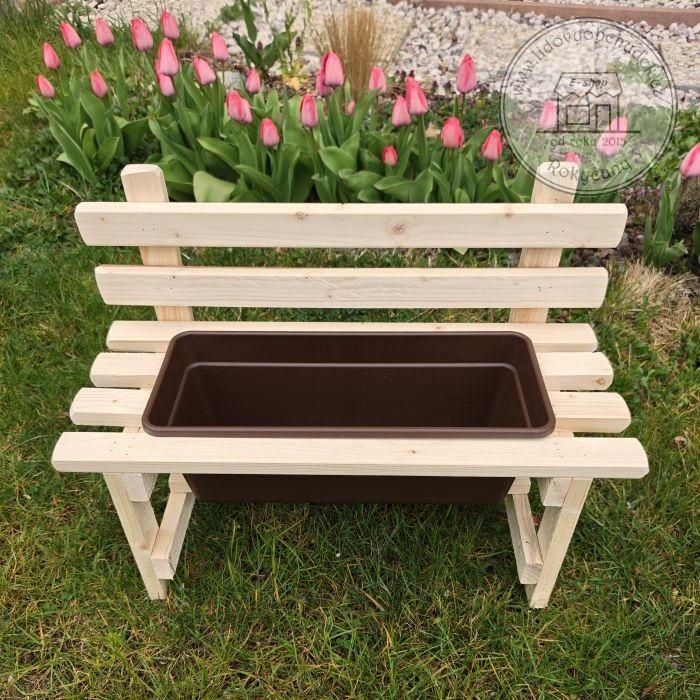 Stojan na truhlík - Lavička dřevěná 54 x 40 x 25 cm typ 40