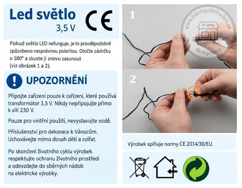 Lucerna k betlému 3 cm LED + zdroj na baterie 2 x AA