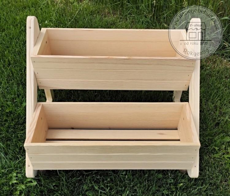 Vyvýšený Dvoj-truhlík dřevěný 60 x 56 x 31 cm typ 50 přírodní