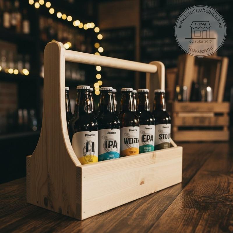 Nosič na pivo dřevěný na 10 lahví přírodní
